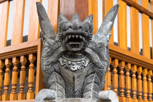 Bali, Indonesia - May 1, 2017 : Ancient statue at the Goa Gajah Elephant Cave Temple near Ubud, Bali, Indonesia