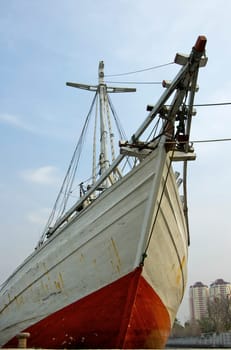Old Ship Docking At Sunda Kelapa Harbour in the Afternoon