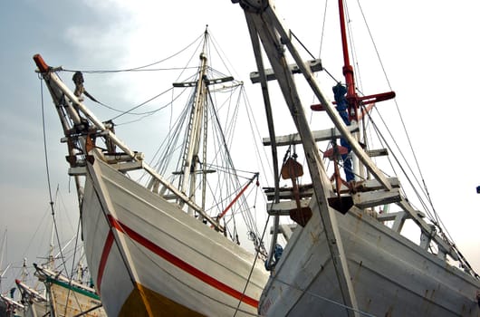Old Ship Docking At Harbour