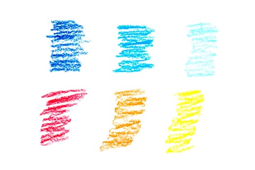 Many Color of crayon brush on white paper