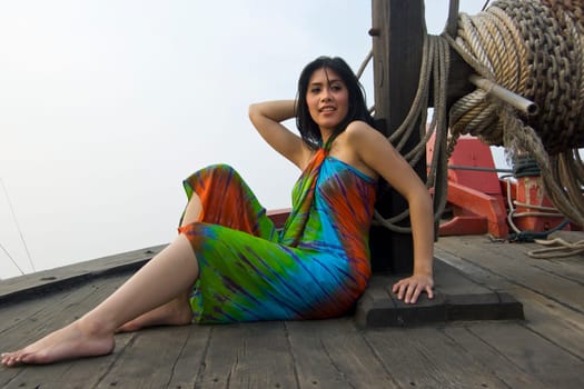 Beautiful Woman at Ship