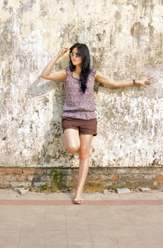 Portrait of Beautiful Asian Woman at Old Building Outdoor
