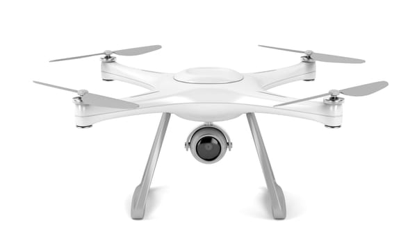 Unmanned aerial vehicle (drone) on white background