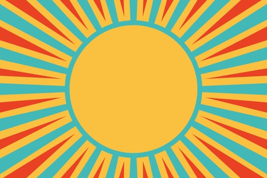 sun red yellow blue background. Pop art retro vector illustration