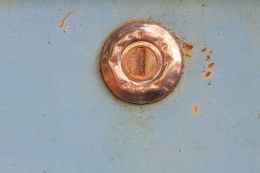 Close up of old keyhole in round lock