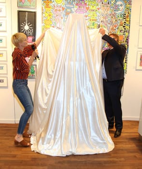 Susann Atwell and Bernd Feil ,. Launch event JAMES RIZZI Cafissimo MINI - Limited Edition by Tchibo" in Hamburg."