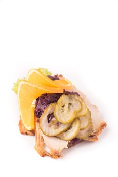 Danish specialties and national dishes, high-quality open sandwich, isolated on white background