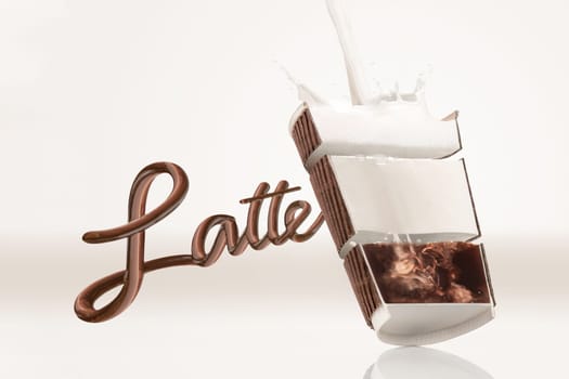 Advertising concept for Coffee latte. The art photo for advertising of coffee business