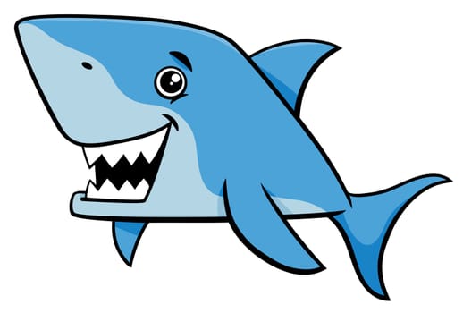 Cartoon Illustration of Shark Fish Sea Life Animal Character