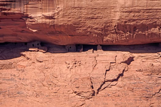 Ancient Houses in a Canyon Wall in Canyon De Chelly National Monument in Arizona
