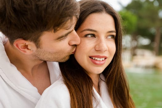 Young couple enjoying vacations in a hotel