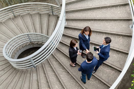 Top view of business people meet at outdoor