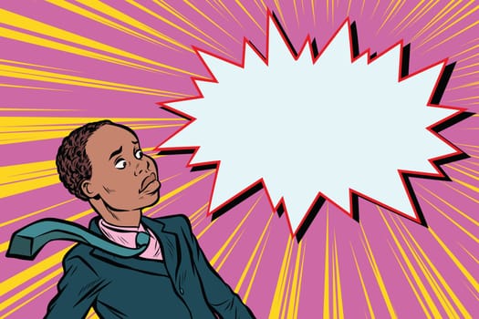 surprised man businessman. African American people. Pop art retro vector illustration