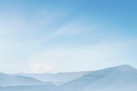 Panorama of white mountain with bright cloud at sky