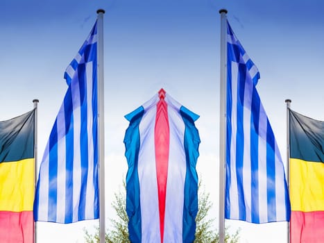 National flag of the Netherlands,Holland in portrait format with motion blur in the background...