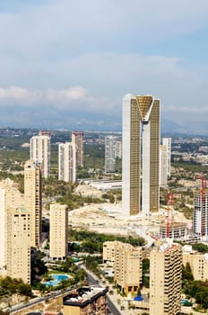 BENIDORM, SPAIN - SEPTEMBER 23, 2016: The Intempo building with it's 192 meters is the highest building in Benidorm, Spain