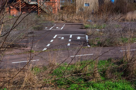 Old traffic training area or traffic garden in Roßlau in Germany..