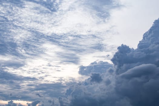 Gray storm clouds before sunset