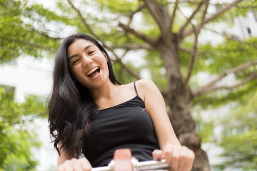 A portrait of a beautiful asian woman smiling