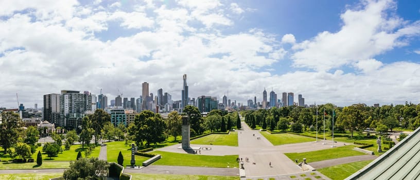 Point of View shot from the Shrine of Remembrance, Melbourne.