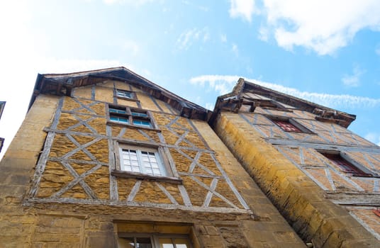 typical french half-timbered houses in a village named Tulle