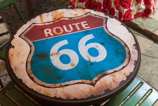 vintage and rusty route 66 shield