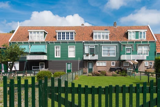 MARKEN, NETHERLANDS - AUGUST 27, 2016: Typical wooden houses on the former island Marken in the netherlands