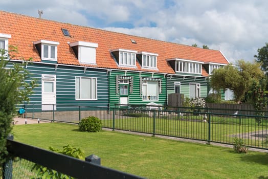 MARKEN, NETHERLANDS - AUGUST 27, 2016: Typical wooden houses on the former island Marken in the netherlands