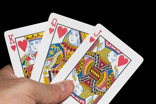 cards game hand hearts king queen jack