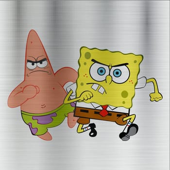 sponge bob patrick star illustration metal
