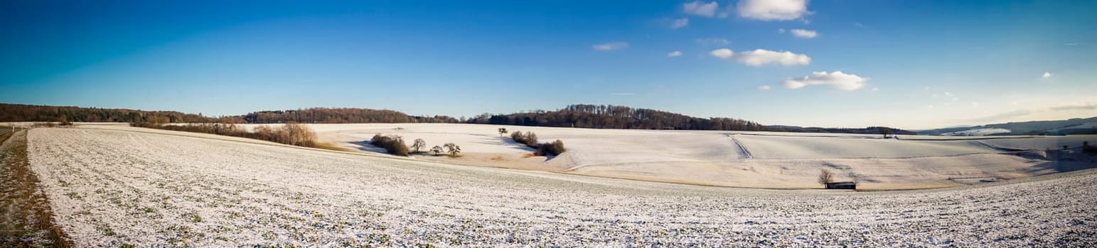 Beautiful winter landscape in Germany,Central Hesse