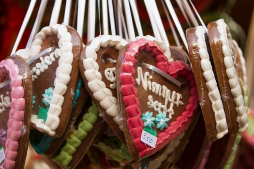 Gingerbread hearts at the Christmas market