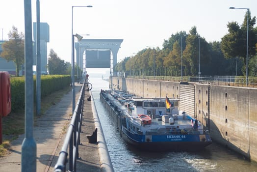TIEL, NETHERLANDS - SEPTEMBER 24, 2016: Lock Prins Bernhard in the Amsterdam-Rhine canal