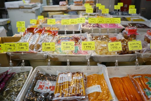 TOKYO, JAPAN - MAY 14 2017: Nakamise shopping street for Tourists shop souvenir at the Senso-ji Temple, the famous souvenir in Tokyo.