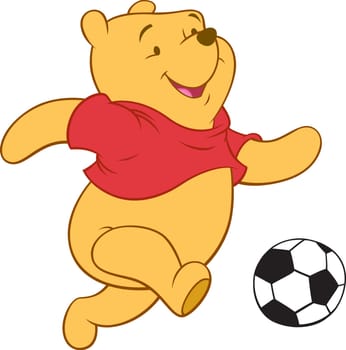 Winnie the Pooh bear illustration playing football