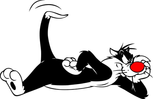 Sylvester the cat illustration thinking laid down
