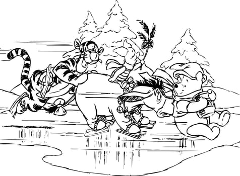 winnie the pooh illustration coloring ice