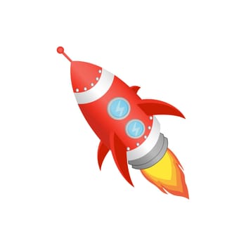 Red Rocket launch on white background. Project Start Up Concept