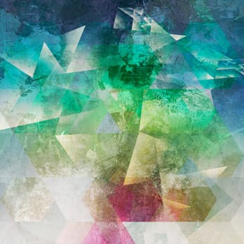 abstract polygonal texture surfaces collaged on analog painted background plane