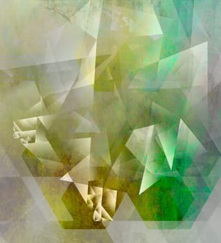 abstract polygonal texture surfaces collaged on analog painted background plane