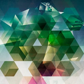abstract polygonal texture surfaces collaged on analog painted background plane
