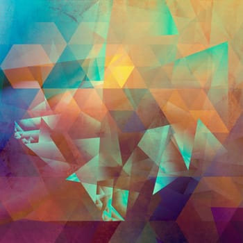 abstract polygonal texture surfaces collaged on analog painted background plane