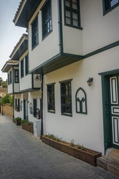 A view of the narrow streets of the old town of Kalechi in Antalya, Turkey.