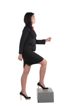 Business woman step up isolated over white background