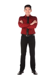 Confident asian business man isolated over white background
