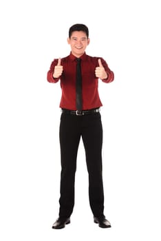 Confident asian business man isolated over white background