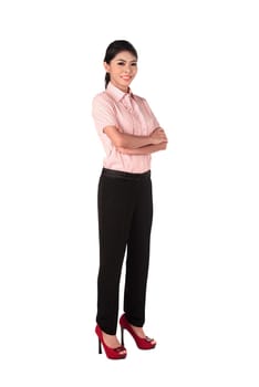 Confident asian business woman isolated over white background