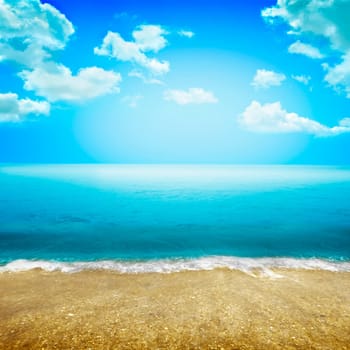 Beach background of tropical summer island with blue sky