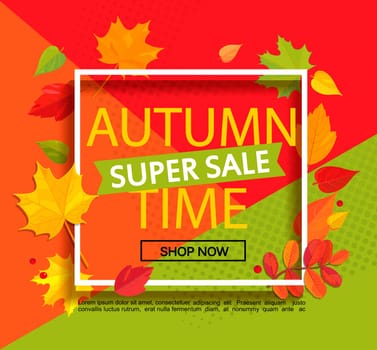 Autumn geometric super sale banner. Vector illustration.