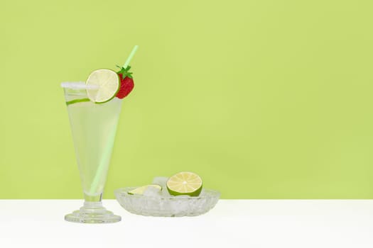 An ice-cold summer drink with lime water.